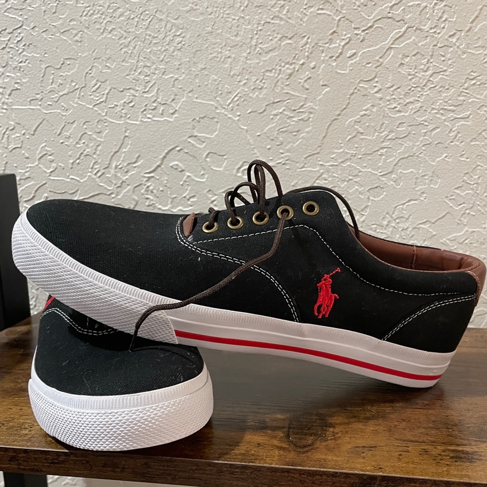 NWOT Men’s POLO Black Canvas Shoes 9.5